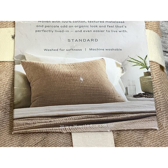 Casaluna Sham Reversible Chambray Cotton Standard 20"x26" Natural Warm Brown - Picture 6 of 7